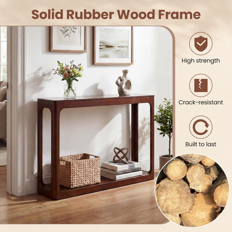 Console en bois Giantex de 119 cm avec cadre en bois d'hévéa massif