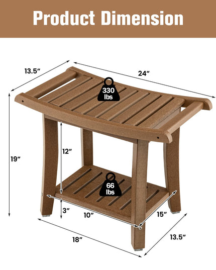 Giantex Shower Bench, HDPE Waterproof Shower Stool with Storage Shelf