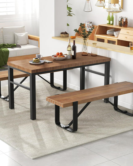 Giantex Dining Bench, 60 Inch Entryway Shoe Rack Bench, Long Kitchen Bench with Metal Frame