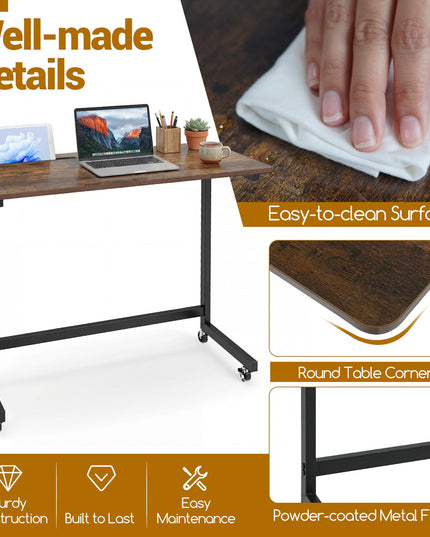 Giantex Mobile C-Shape Side Table - Rolling Bedside Table w/Tablet Slot ( 1/2 )