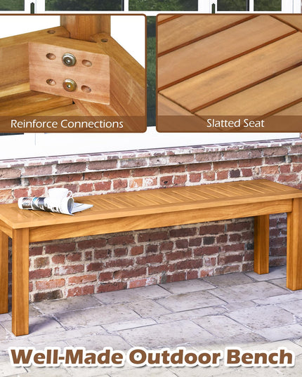 Giantex Acacia Wood Outdoor Bench with Slatted Seat and Solid Wood Legs