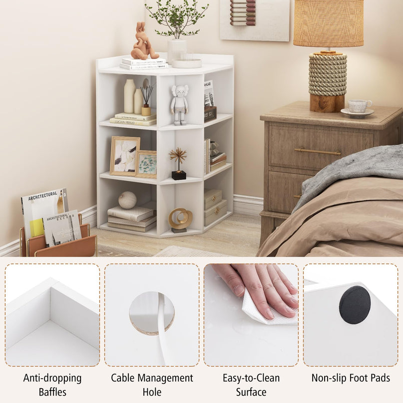Giantex 3-Tier Corner Cabinet with Charging Station