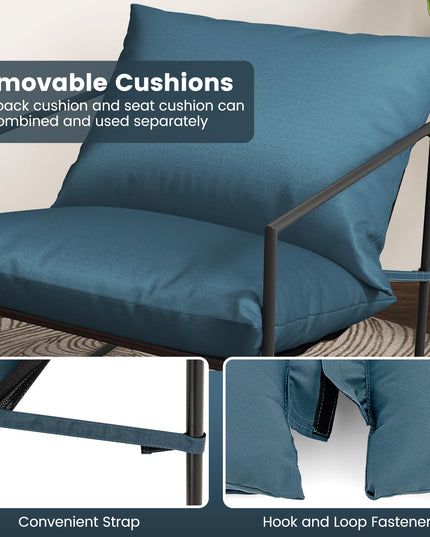 Giantex Accent Chairs for Living Room - Metal Framed Armchair with Removable Sponge Cushion, Sling Accent Chair Set of 2
