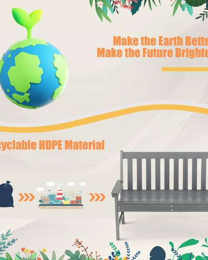 Giantex 52-Inch Outdoor Garden Bench - Outside Bench All-Weather HDPE Park Bench