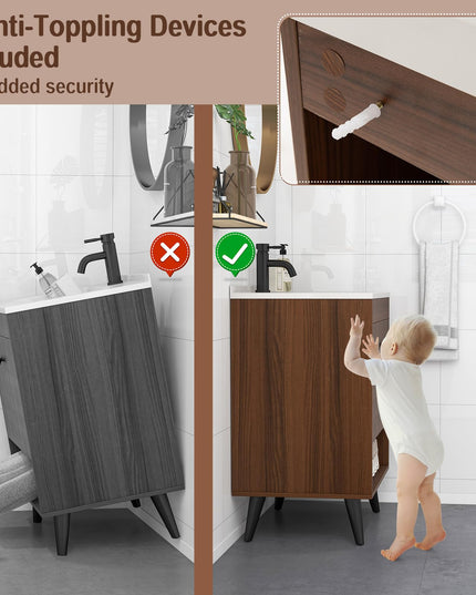 Giantex Bathroom Vanities with Vessel Sink - Bathroom Sink Cabinet with Doors