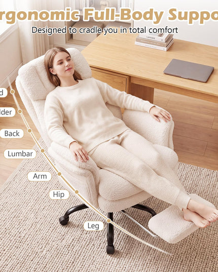 Giantex Criss Cross Legged Office Chair w/Foot Rest & Wheels