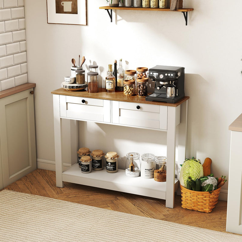 Giantex 42" Farmhouse Console Table with 2 Drawers