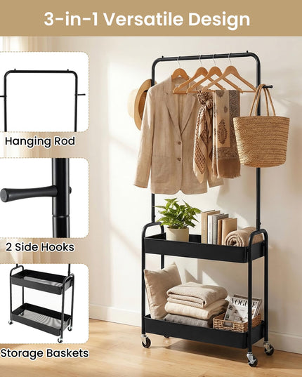 Giantex Metal Garment Rack with Lockable Wheels for Bedroom