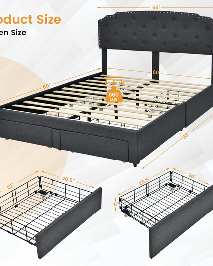 Giantex Upholstered Platform Bed Frame