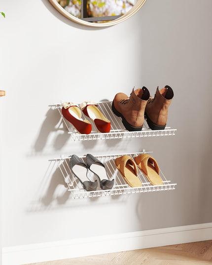 Giantex Wall Mounted Shoe Rack Set of 2 24" Metal Wire Storage Shelf