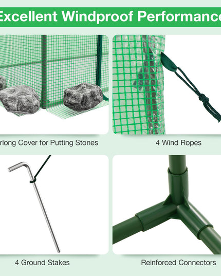 Giantex Walk-in Greenhouse, 4 Ground Stakes & Ropes, Outdoor Portable Mini Greenhouse w/ PE Cover
