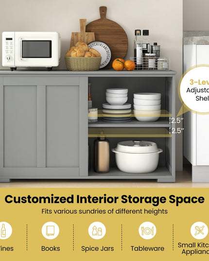 Giantex Buffet Cabinet with Storage, Coffee Bar Wine Cabinet, Farmhouse Sideboard w/Sliding Door