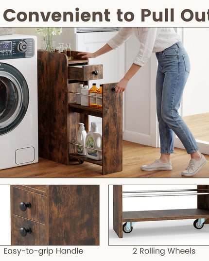 Giantex Slim Bathroom Storage Cabinet Space-Saving Toilet Side Cabinet