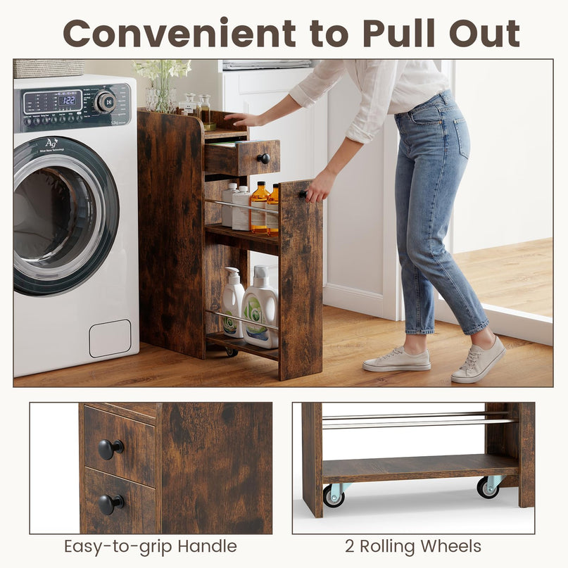 Giantex Slim Bathroom Storage Cabinet Space-Saving Toilet Side Cabinet