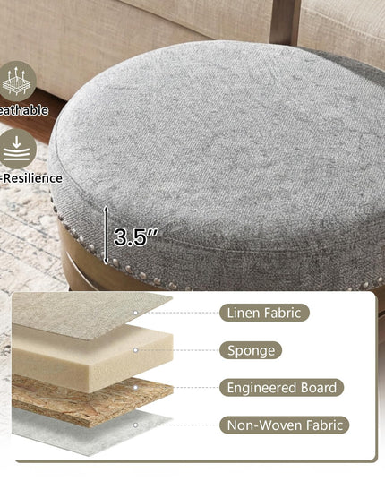 Giantex 27" Counter Height Stool with Linen Fabric Upholstered Seat & Back