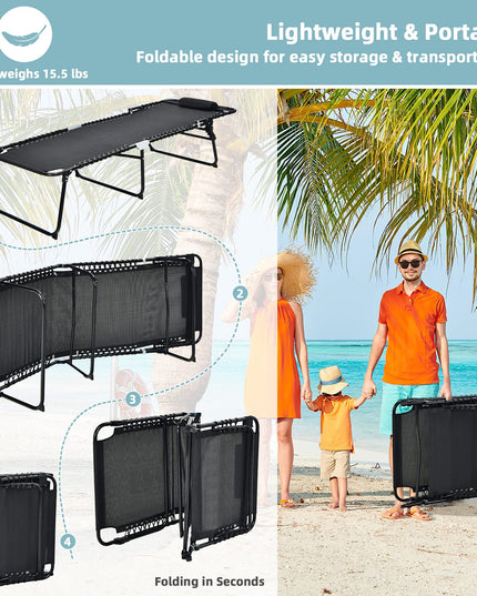 Giantex Patio Lounge Chair Folding Tanning Chair, Sunbathing Chaise Lounge W/Removable Headrest