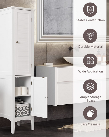 Storage Cabinet Bathroom High Cabinet with 5 Tier Shelves