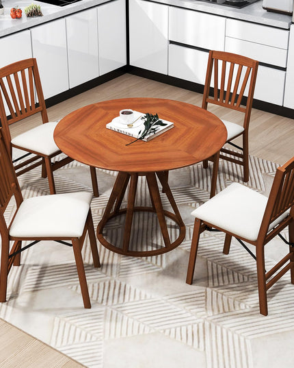 Giantex Folding Dining Chairs Set of 2/4, Modern Kitchen Chairs w/Padded Seat & Slatted Backrest, Rubber Wood Frame