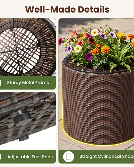 GIANTEX Set of 3 Rattan Round Flower Pot Set
