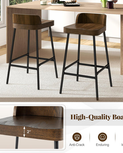 Giantex 24.5'' Bar Stool, Counter Height Bar Stools with Low Back & Footrest