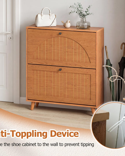Giantex Shoe Storage Cabinet with 2 Flip Drawers