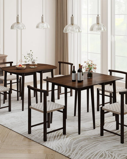 Giantex 34" Rectangular Dinner Table with Solid Rubber Wood Frame