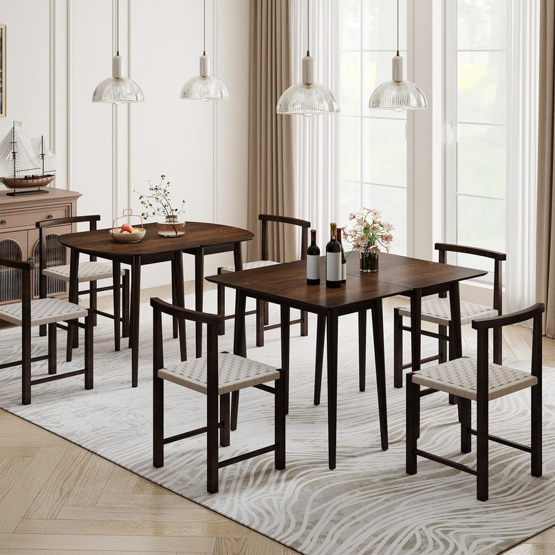 Table à manger rectangulaire Giantex 34" avec cadre en bois d'hévéa massif
