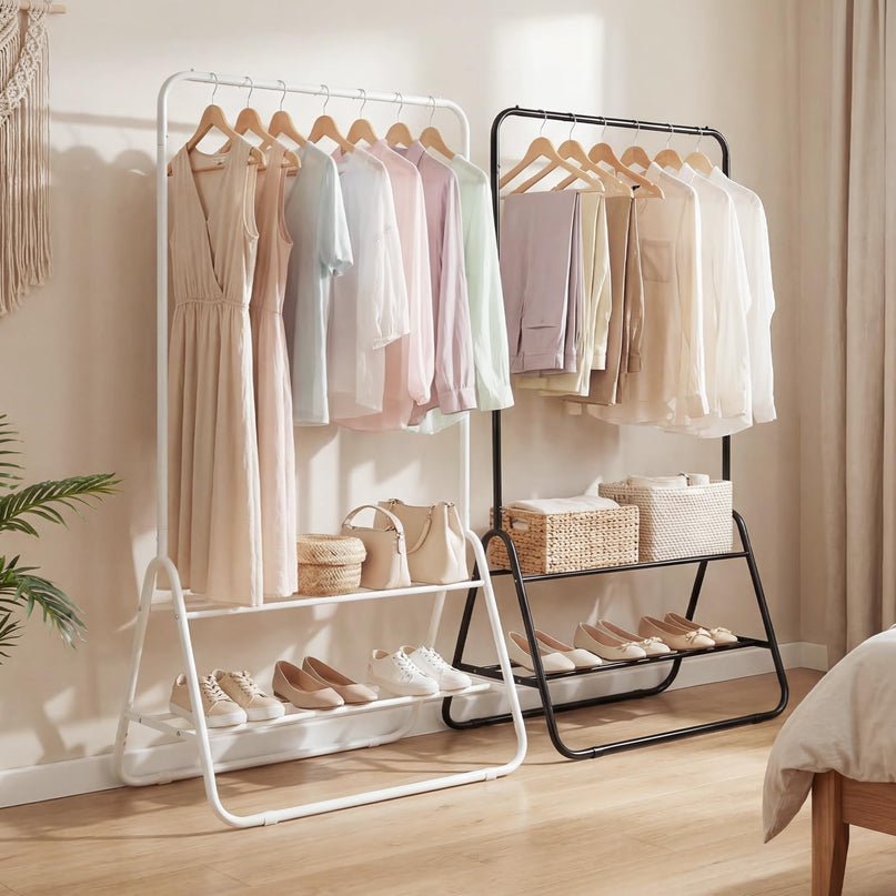 Giantex Heavy Duty Clothes Rack with Hanging Rod and Storage Shelves