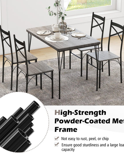 Giantex 5-Piece Dining Table Set, Modern Rectangular Dining Table & 4 Dining Chairs Set with Metal Frame