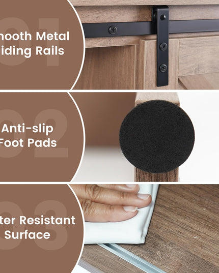 Giantex Over The Toilet Storage Cabinet - Freestanding Bathroom Organizer with Sliding Barn Door & Storage Shelves