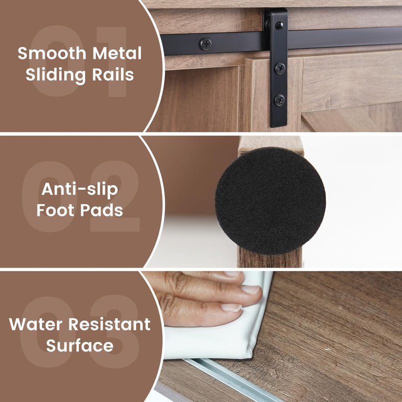 Meuble de rangement sur les toilettes Giantex - Organisateur de salle de bain autoportant avec porte de grange coulissante et étagères de rangement