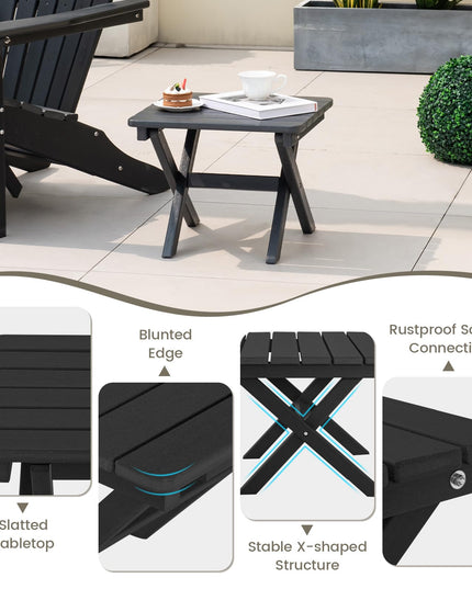 Giantex Outdoor Folding Side Table - Foldable Weather-Resistant HDPE Adirondack Table