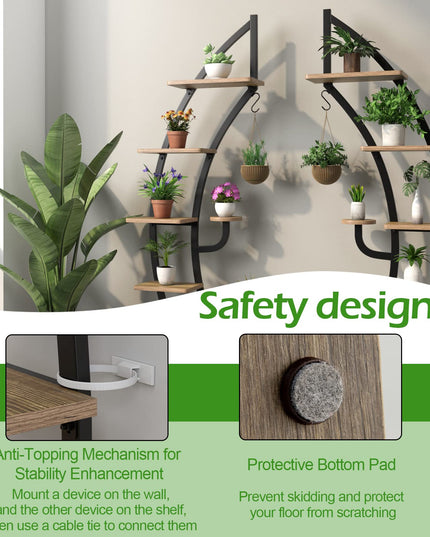 Giantex 6 Tier Metal Plant Stand Indoor, 61" Half Moon Plant Shelf