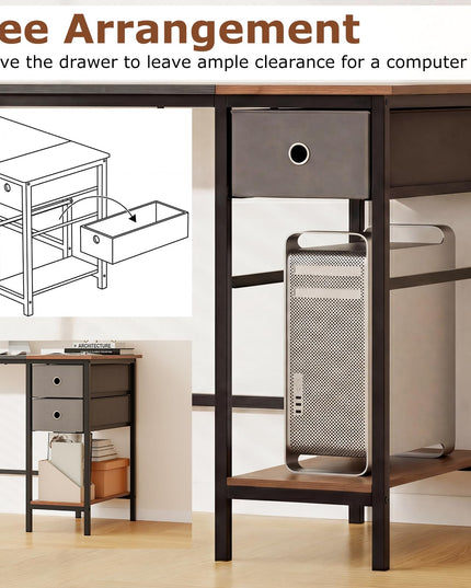Giantex 48" Computer Desk with 2 Fabric Drawers