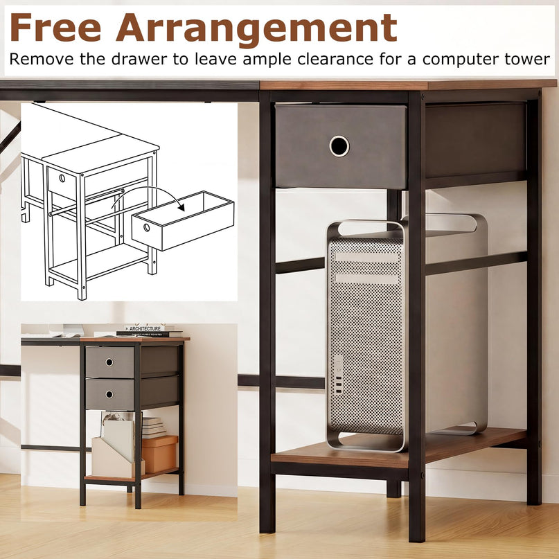 Giantex 48" Computer Desk with 2 Fabric Drawers