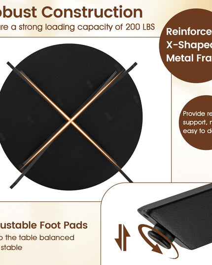 Table à manger pliante Giantex pour 4-6 personnes, ronde 47", avec abattants
