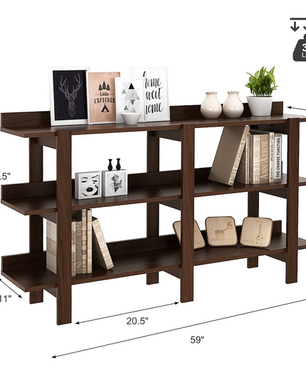 Giantex Console Table, Vintage 59inch Long Sofa Table with 3-Tier Open Shelf