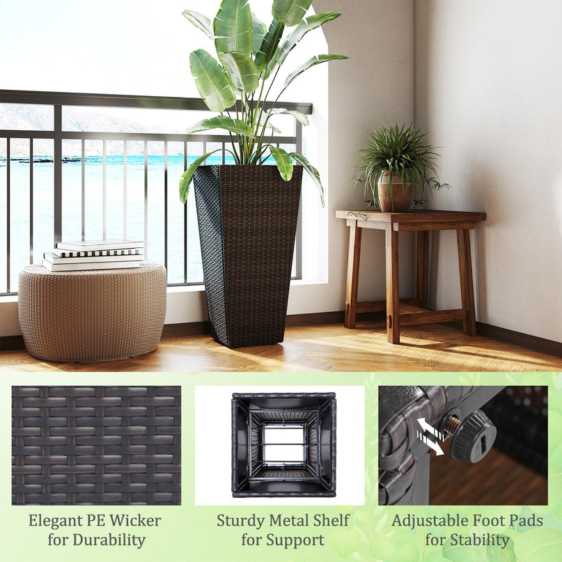 Giantex Set of 2 Outdoor Wicker Flower Pot