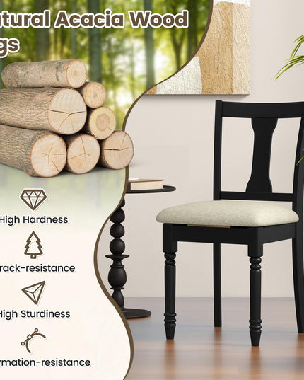 Giantex Wood Dining Chairs Set Farmhouse Dining Room Chair with Cushion Seat, Armless Wooden Dining Side Chairs