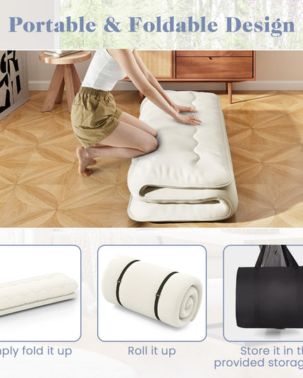 Giantex Japanese Floor Mattress, 4 Inch Futon Mattress with Washable Cover & Storage Bag