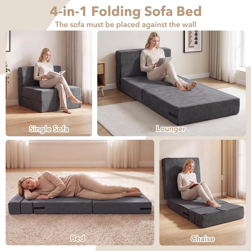 Giantex 4-in-1 Folding Sofa Bed Convertible Sleeper Chair for Adults