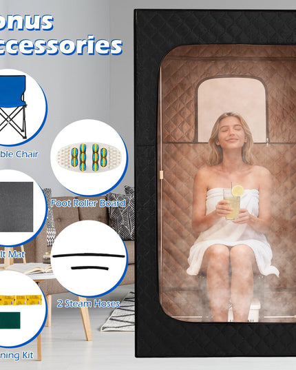 Tente de sauna portable Giantex pour le corps entier | Générateur de vapeur à chauffage rapide 3L/1200W