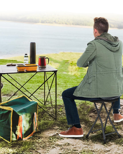 Giantex Folding Stool, 18” Height Foldable Bar Stools, Portable Folding Chairs with Built-in Carry Handle