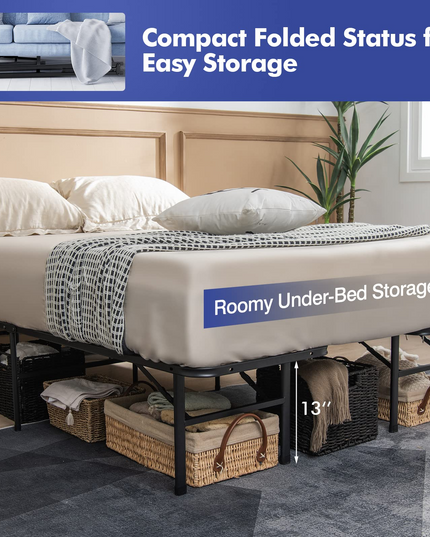 Giantex Folding Bed Frame Steel Platform Bed Twin/Full Size Portable Bed