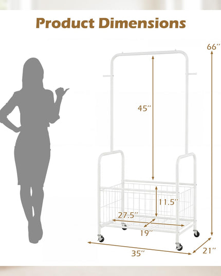 Giantex 35" Clothes Rack with Storage Basket