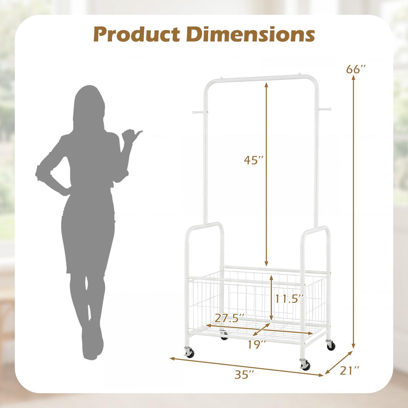 Giantex 35" Clothes Rack with Storage Basket