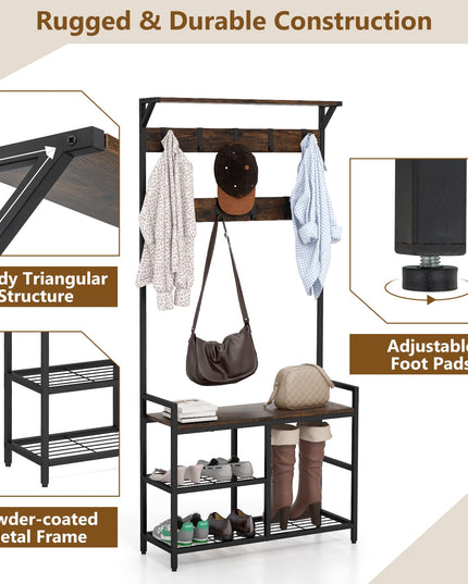 Giantex 3-in-1 Coat Rack, 71" Hall Tree with Shoe Bench
