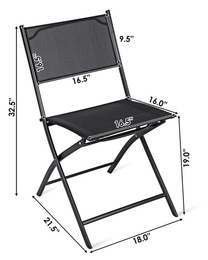 Giantex 4 PCS Folding Patio Chairs, Rust-Proof Steel Frame & Space Saving (Black)