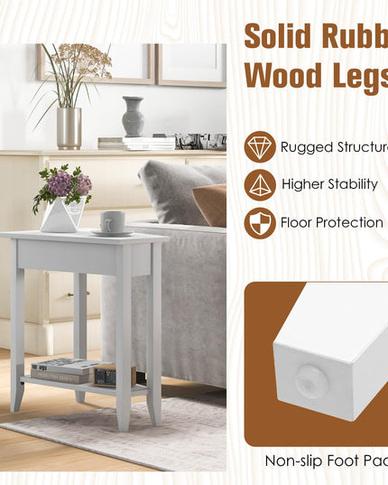 Triangle Side Table with Storage Shelf - Giantex