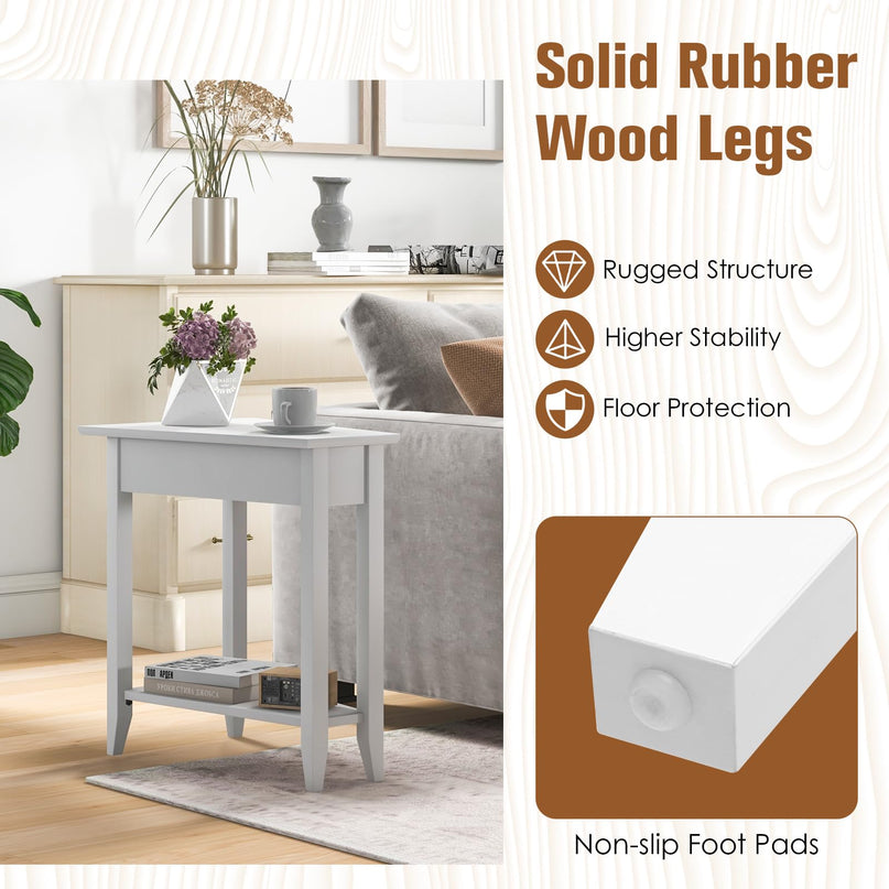 Triangle Side Table with Storage Shelf - Giantex